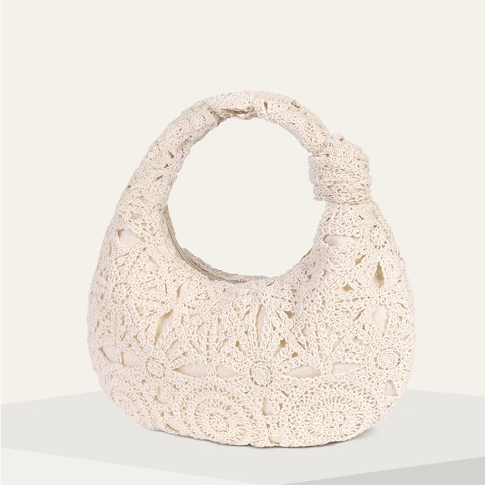 Commense Crochet Knotted Handle Bag